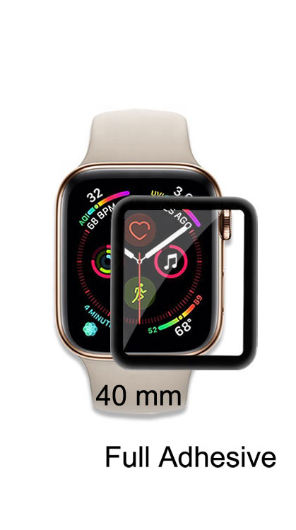 Apple Watch Series 5 / 4 Tempered Glass Full Adhesive Glue Screen Protector 40MM (Black Rim)